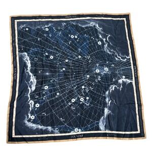 Foundrae Scale of Magnitude Celestial Star Map Silk Square Scarf Blue Navy